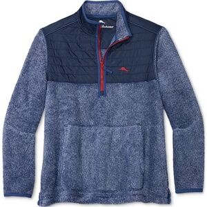 EUC Men's Tommy Bahama Cascade Cozy Half Zip Pullover Sweater in Blue Size LARGE